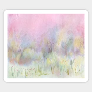 Sunrise Foggy Morning  Watercolour Landscape Painting Sticker